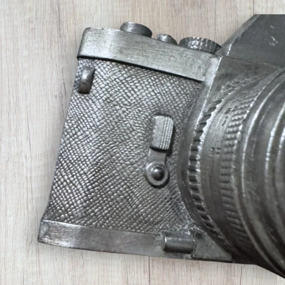 Bergamot Brass Works Vintage Camera Belt Buckle Made in USA 1979 Metal Pewter